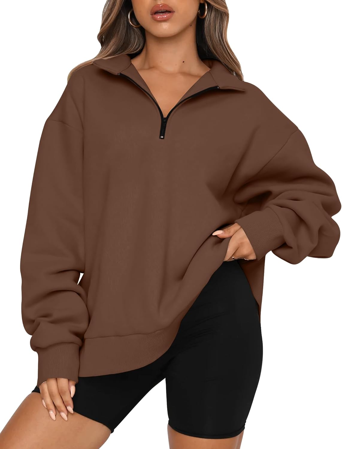 Womens Oversized Sweatshirts Fall Sweaters Fashion Hoodies Half Zip Pullover Long Sleeve Shirts Clothes