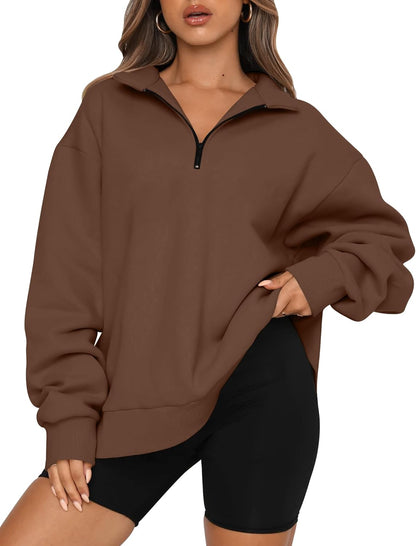 Womens Oversized Sweatshirts Fall Sweaters Fashion Hoodies Half Zip Pullover Long Sleeve Shirts Clothes