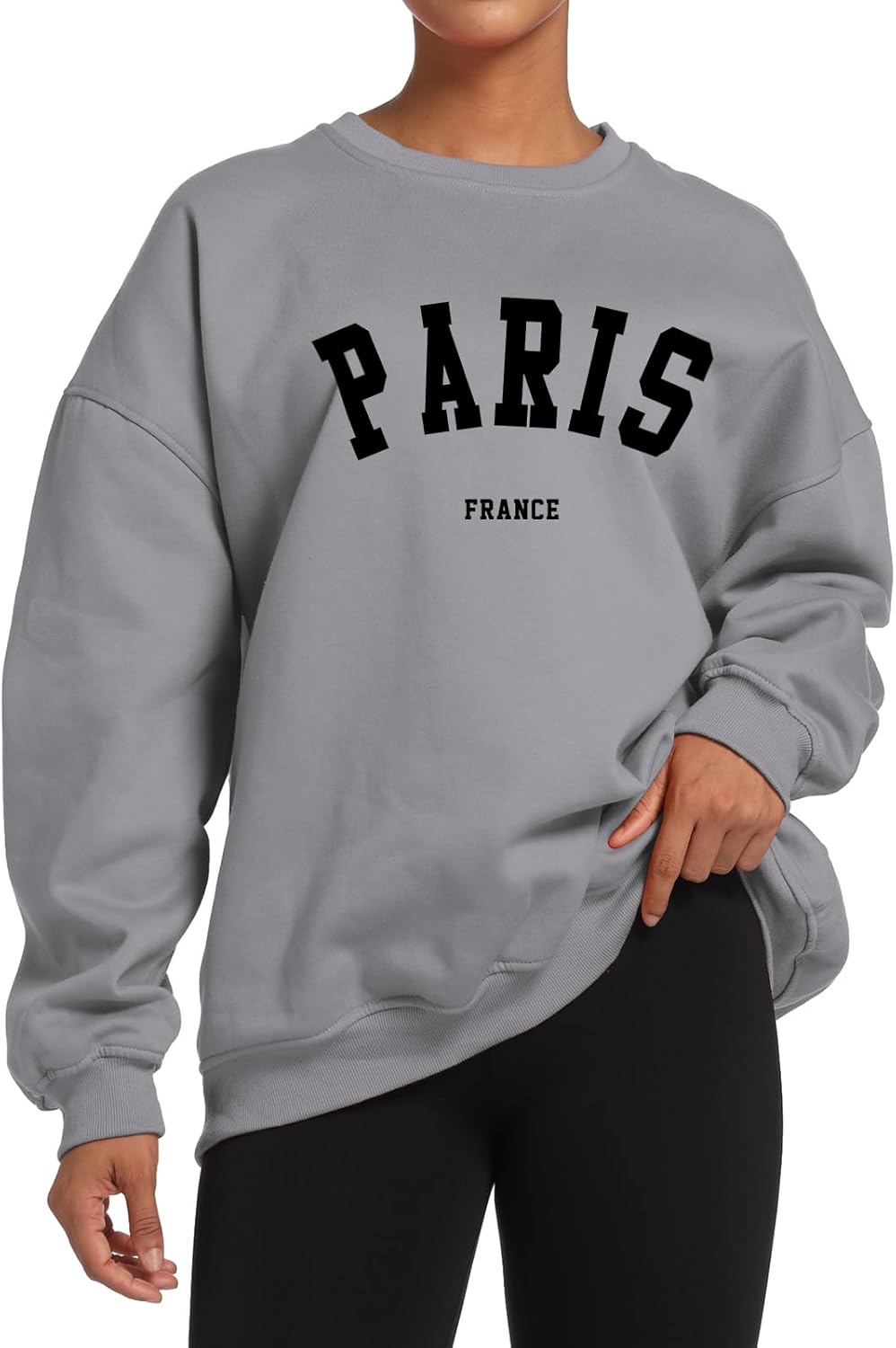 Paris College Oversized Crewneck Sweatshirt for Women Casual Top