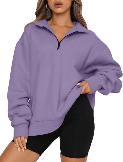 Womens Oversized Sweatshirts Fall Sweaters Fashion Hoodies Half Zip Pullover Long Sleeve Shirts Clothes