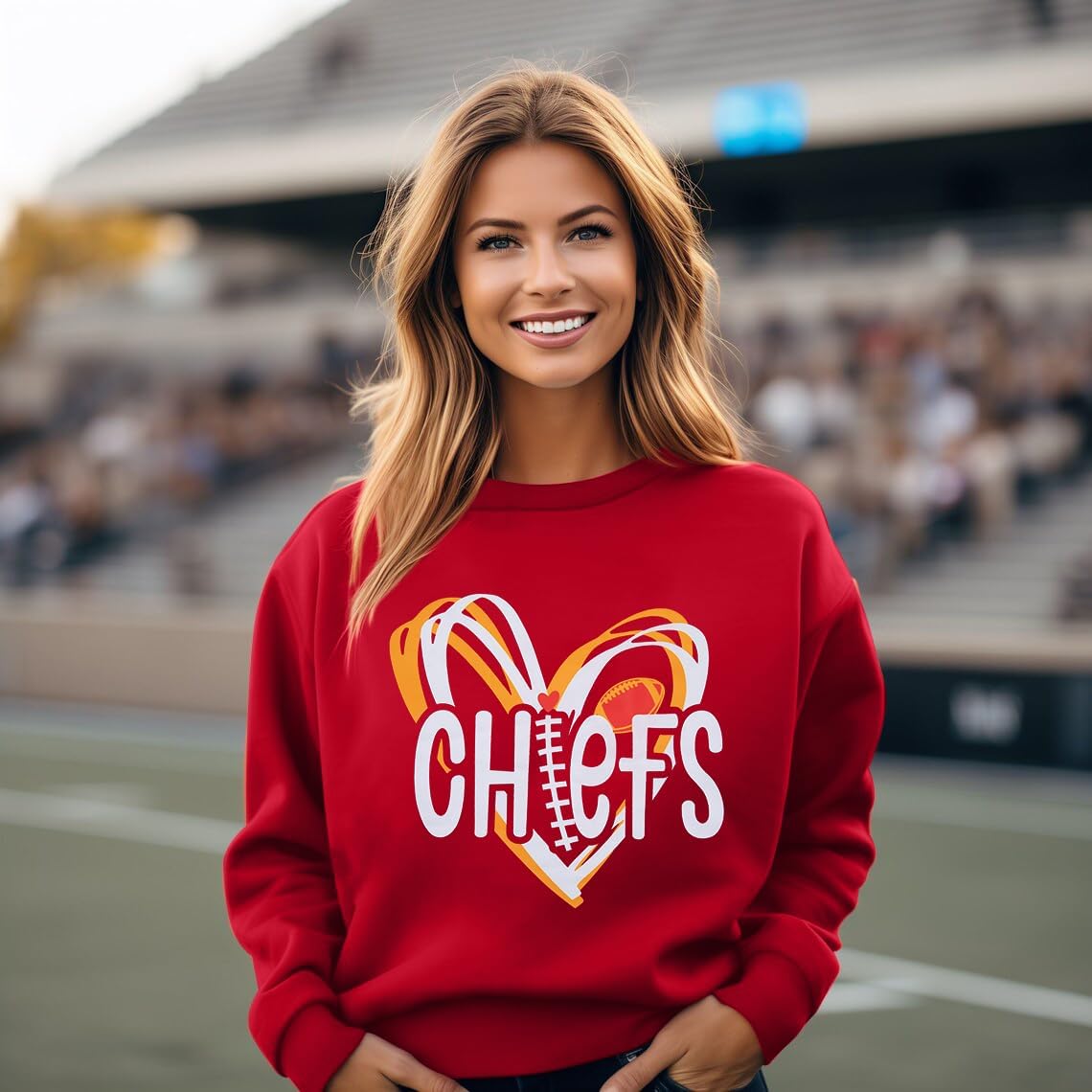 Football Game Day Graphic Crewneck Sweatshirt for Women Fans Top
