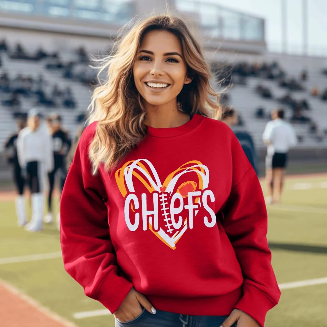 Football Game Day Graphic Crewneck Sweatshirt for Women Fans Top