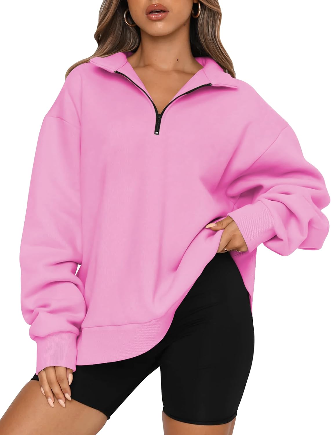 Womens Oversized Sweatshirts Fall Sweaters Fashion Hoodies Half Zip Pullover Long Sleeve Shirts Clothes