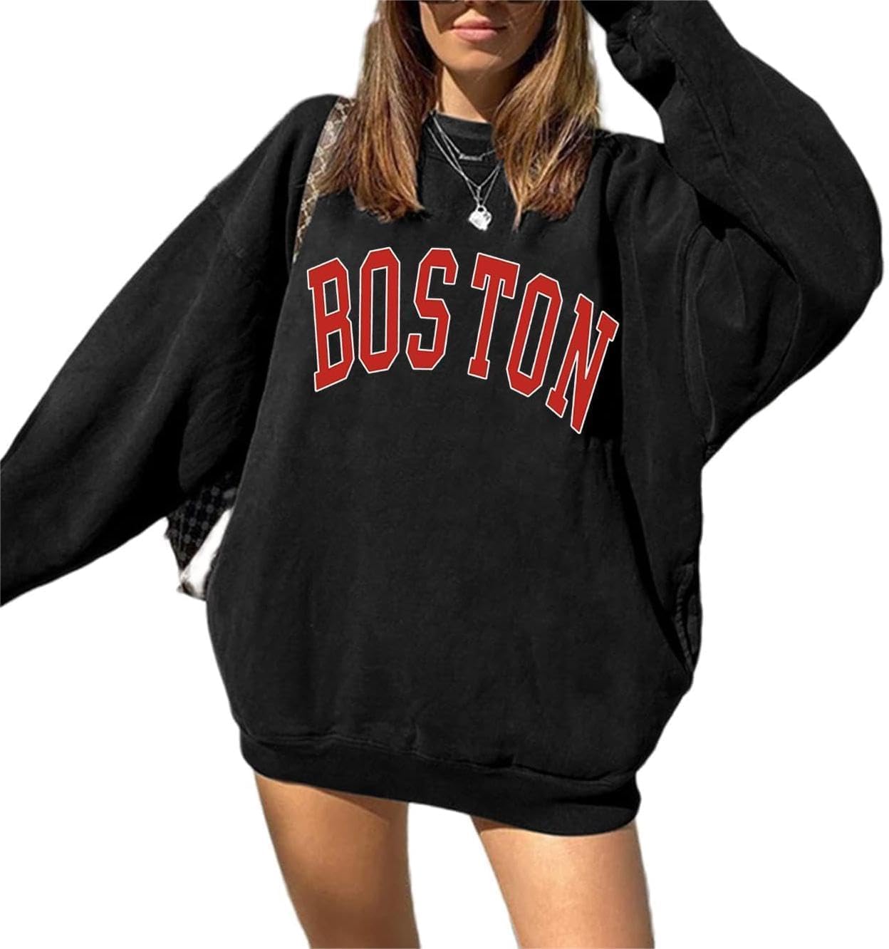 Women's Oversized Graphic Crewneck Sweatshirt Casual Pullover Top