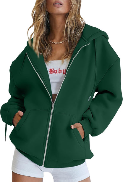 Womens Zip Up Hoodies Oversized Sweatshirts Fall School Fashion Outfits Casual Jackets