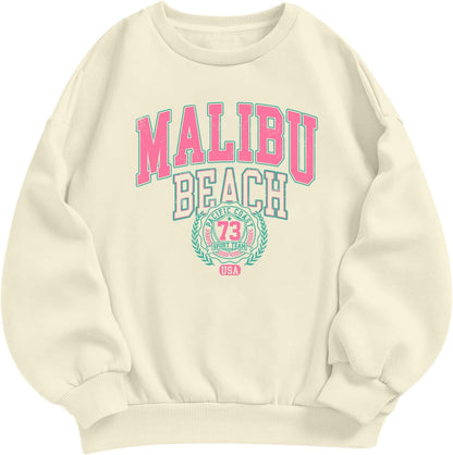 Cute Preppy Letter Graphic Crewneck Sweatshirt for Teen Girls