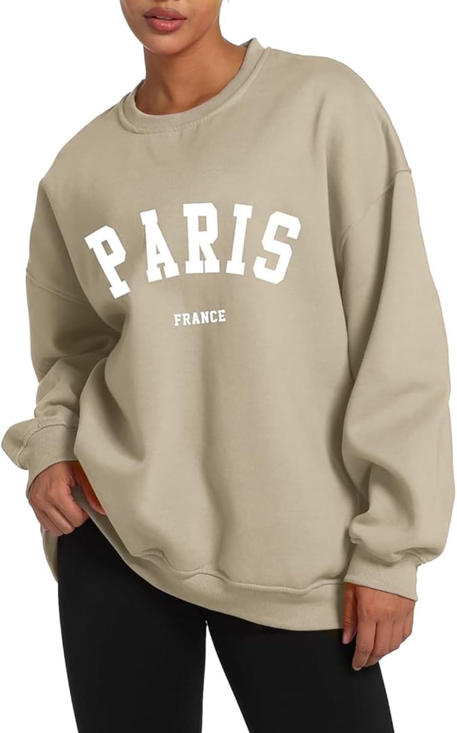 Paris College Oversized Crewneck Sweatshirt for Women Casual Top
