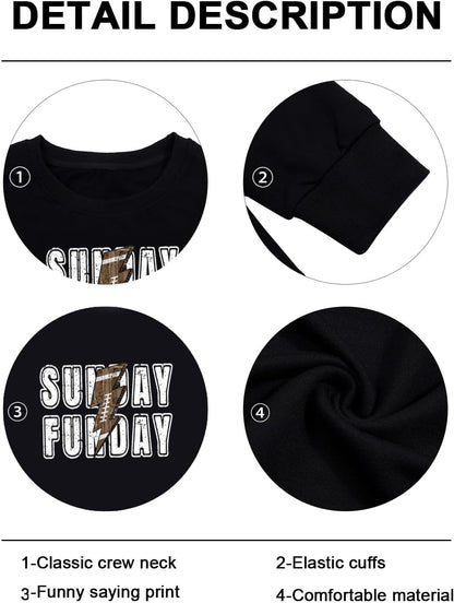 Game Day Sunday Funday Crewneck Sweatshirt for Women Football Top