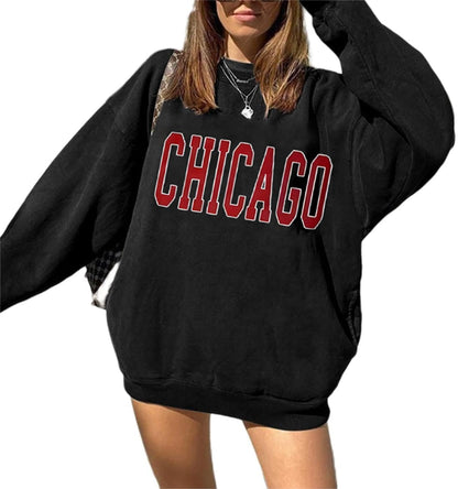 Women's Oversized Graphic Crewneck Sweatshirt Casual Pullover Top
