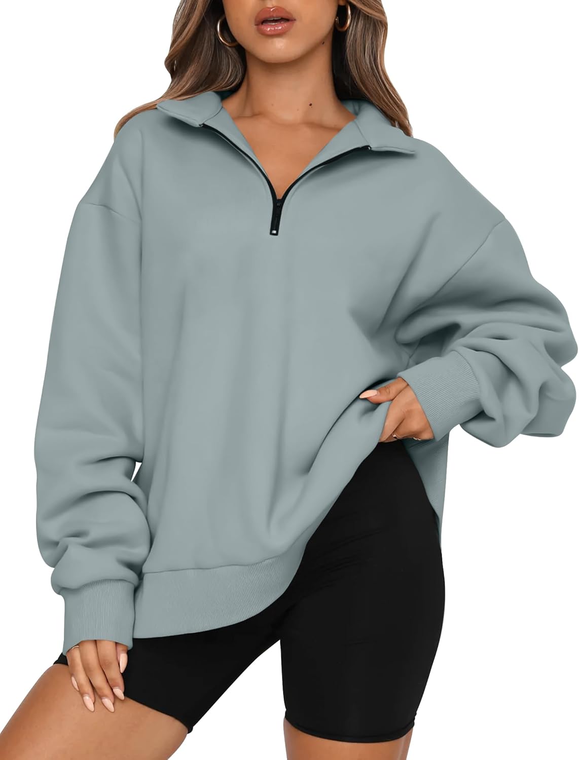 Womens Oversized Sweatshirts Fall Sweaters Fashion Hoodies Half Zip Pullover Long Sleeve Shirts Clothes