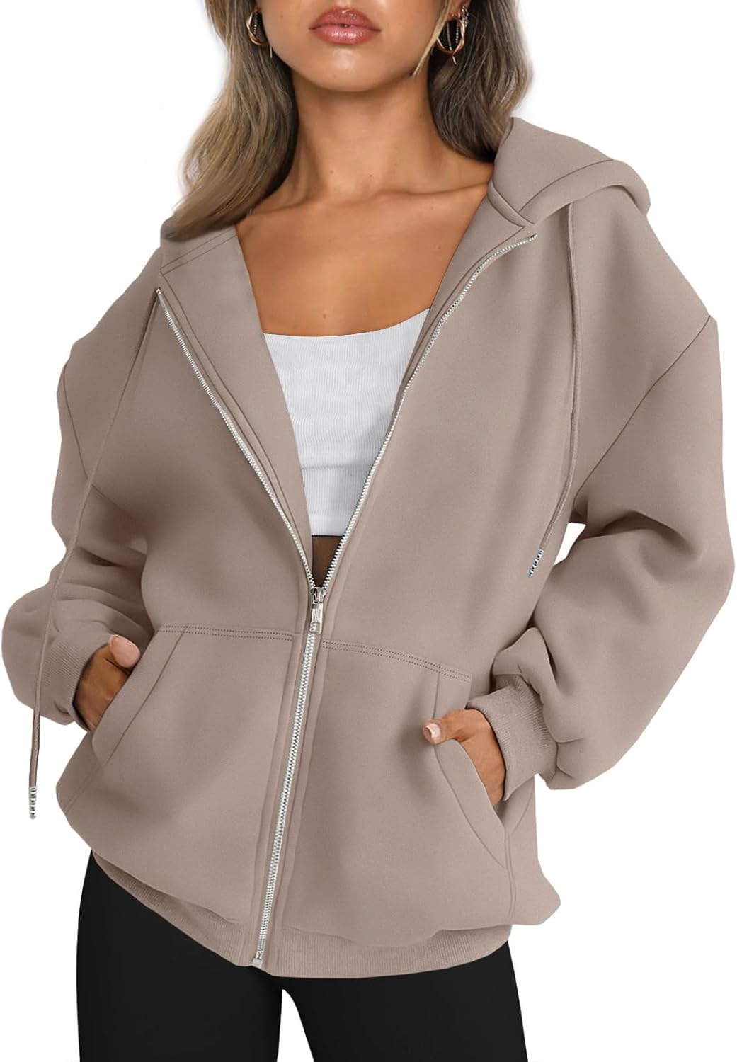 Womens Zip Up Hoodies Oversized Sweatshirts Fall School Fashion Outfits Casual Jackets