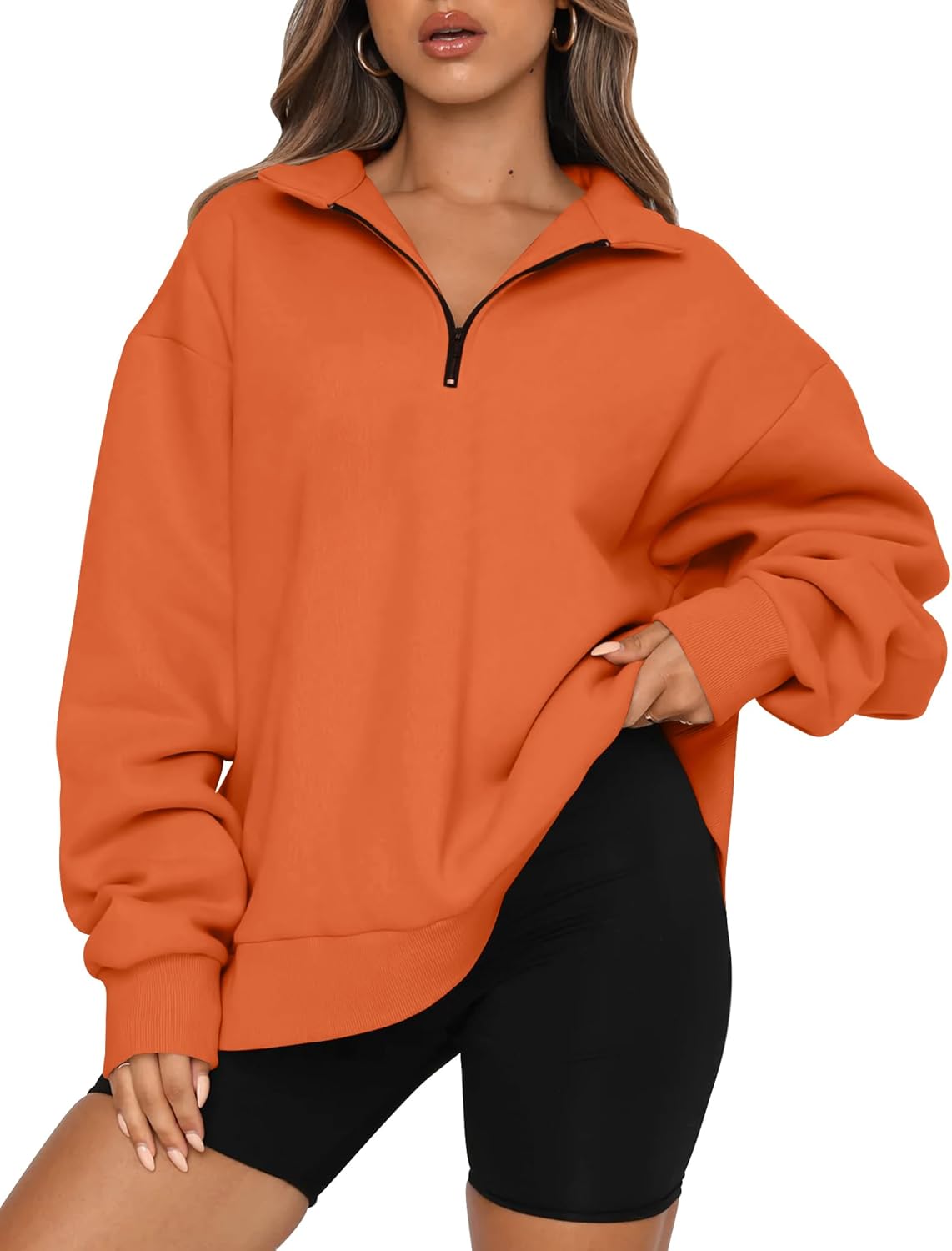 Womens Oversized Sweatshirts Fall Sweaters Fashion Hoodies Half Zip Pullover Long Sleeve Shirts Clothes