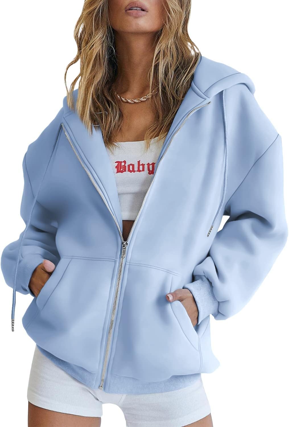 Womens Zip Up Hoodies Oversized Sweatshirts Fall School Fashion Outfits Casual Jackets