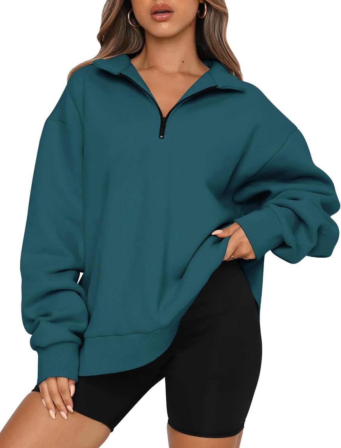 Womens Oversized Sweatshirts Fall Sweaters Fashion Hoodies Half Zip Pullover Long Sleeve Shirts Clothes