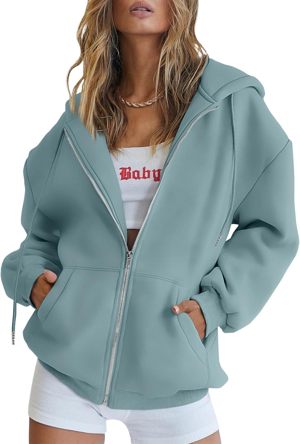 Womens Zip Up Hoodies Oversized Sweatshirts Fall School Fashion Outfits Casual Jackets