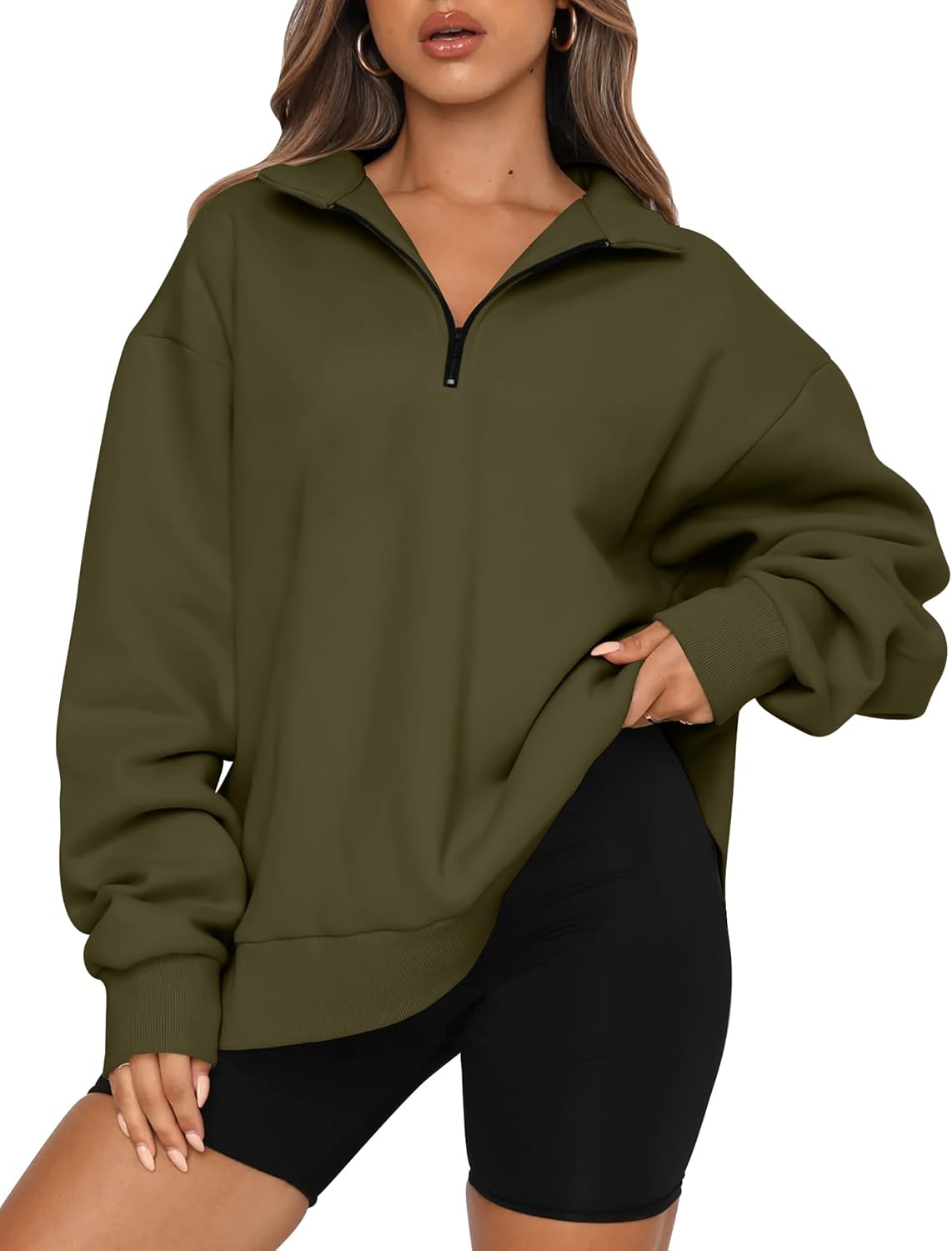Womens Oversized Sweatshirts Fall Sweaters Fashion Hoodies Half Zip Pullover Long Sleeve Shirts Clothes