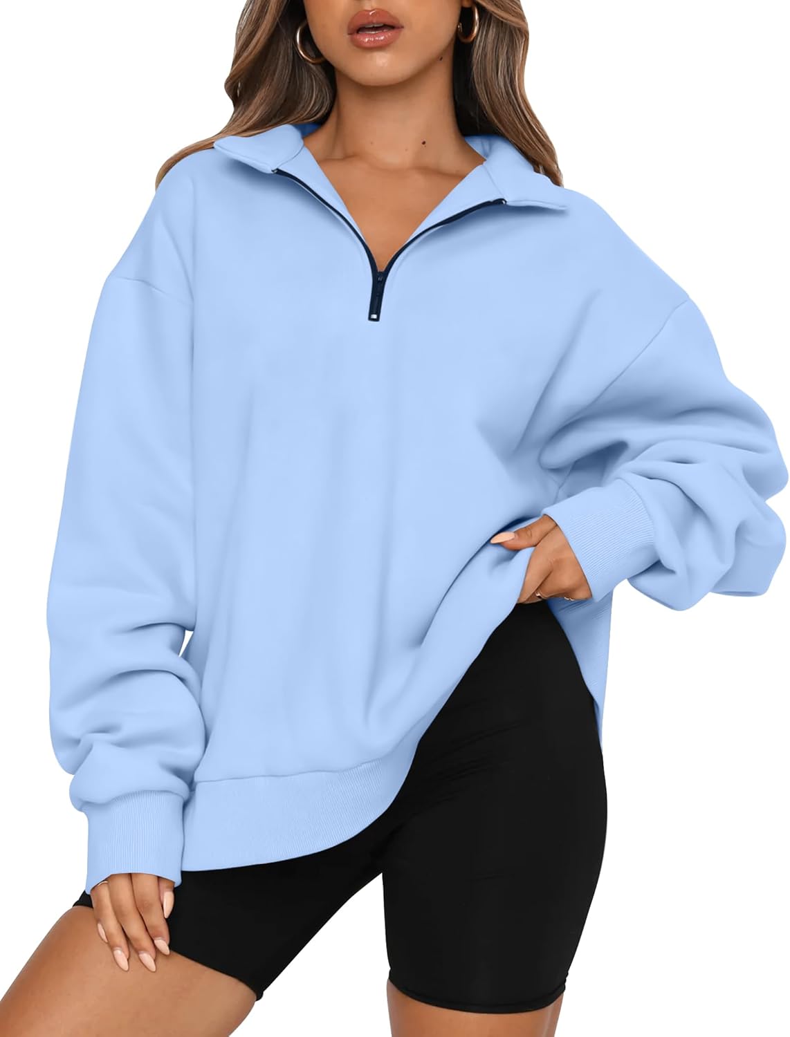 Womens Oversized Sweatshirts Fall Sweaters Fashion Hoodies Half Zip Pullover Long Sleeve Shirts Clothes