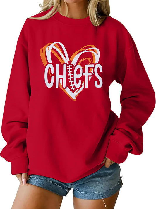Football Game Day Graphic Crewneck Sweatshirt for Women Fans Top