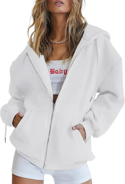 Women's 2025 Zip Up Y2K Hoodies Casual Long Sleeve Sweatshirts Fall Track Jackets with Pockets