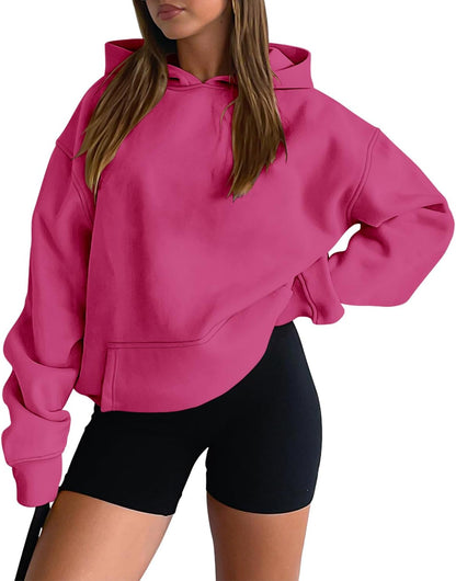 Hoodies Casual Pullover Long Sleeve Sweatshirt Kangaroo Pocket Drop Shoulder Sweater