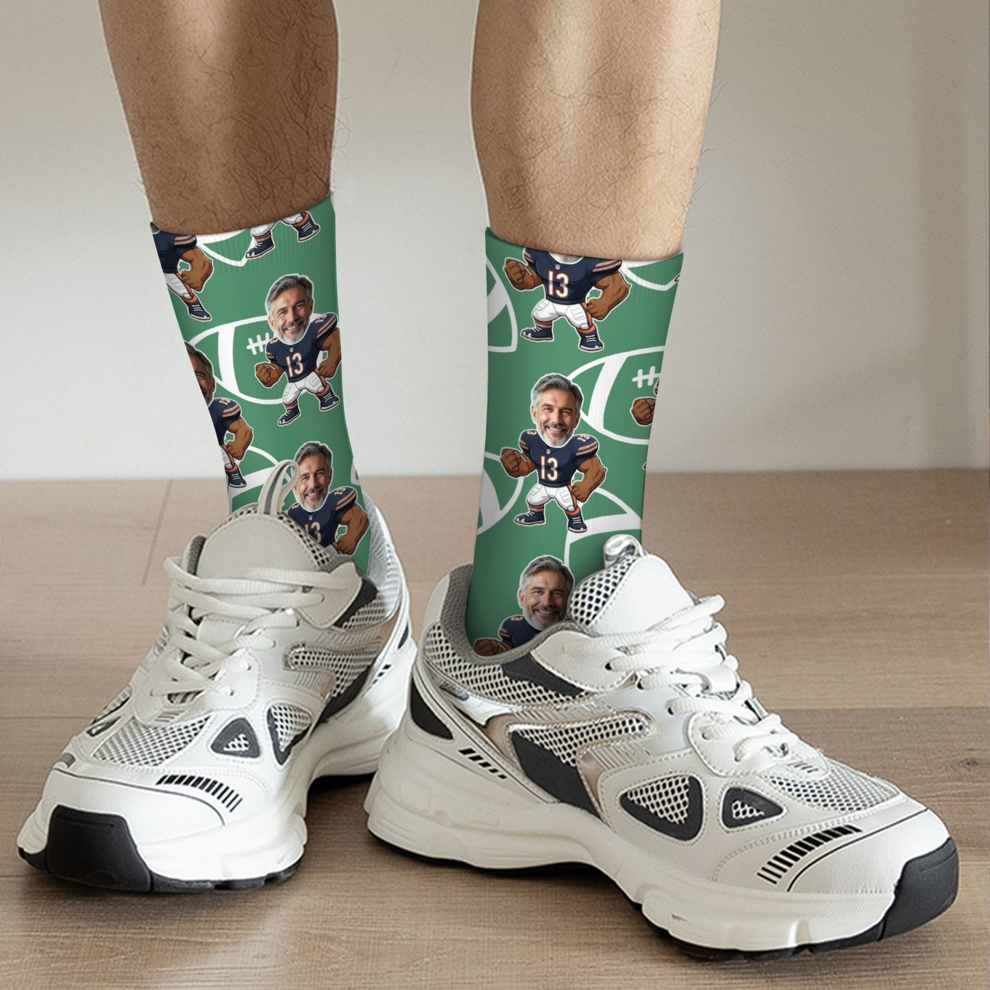 Personalized Chicago Football Face Socks