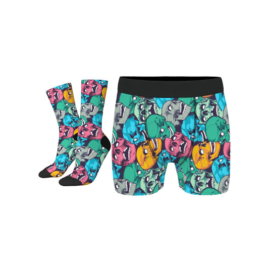 Custom Men's Underwear & Socks Set - Colorful Skull Design