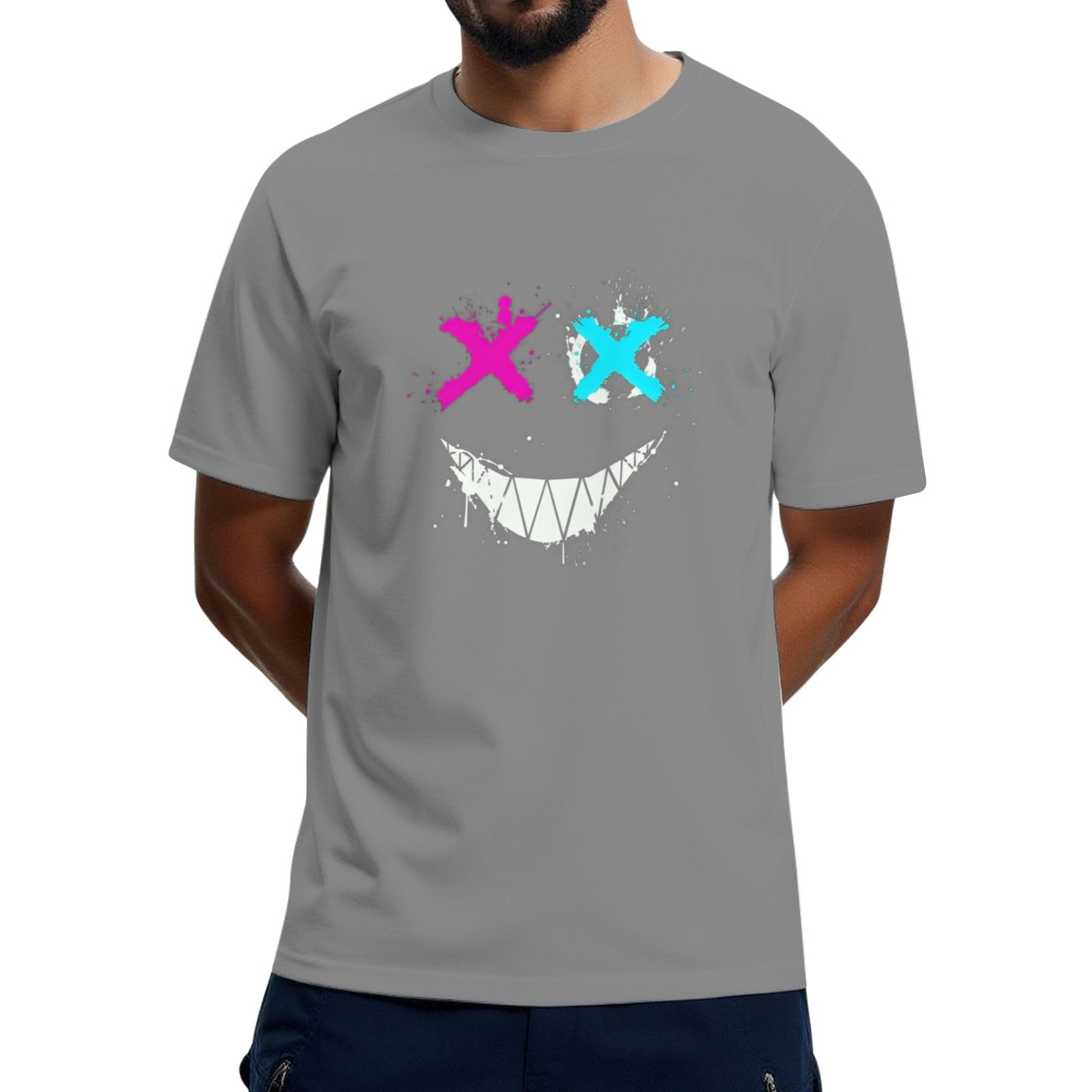 Fashion Smiley Short-Sleeved T-Shirt Casual Street Hip-Hop Tops