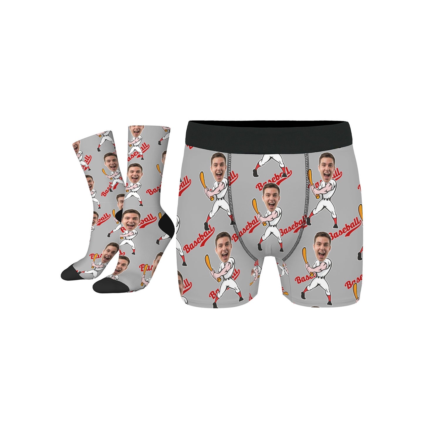 Custom Face Baseball Socks Men's Underwear Set