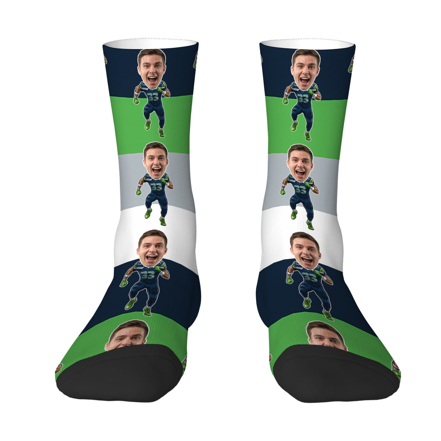 Custom Seattle Football Face Socks