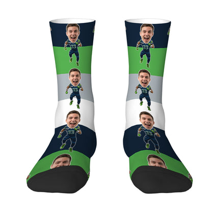 Custom Seattle Football Face Socks