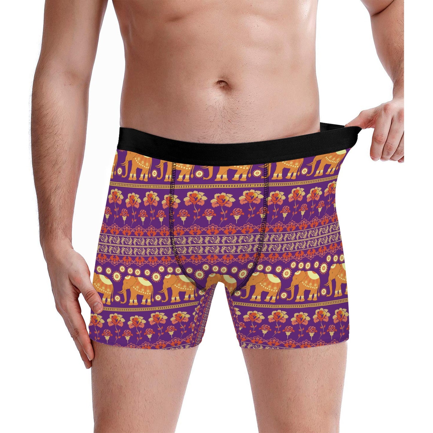 Custom Men's Underwear & Socks Set - Tribal Style Elephant Motif
