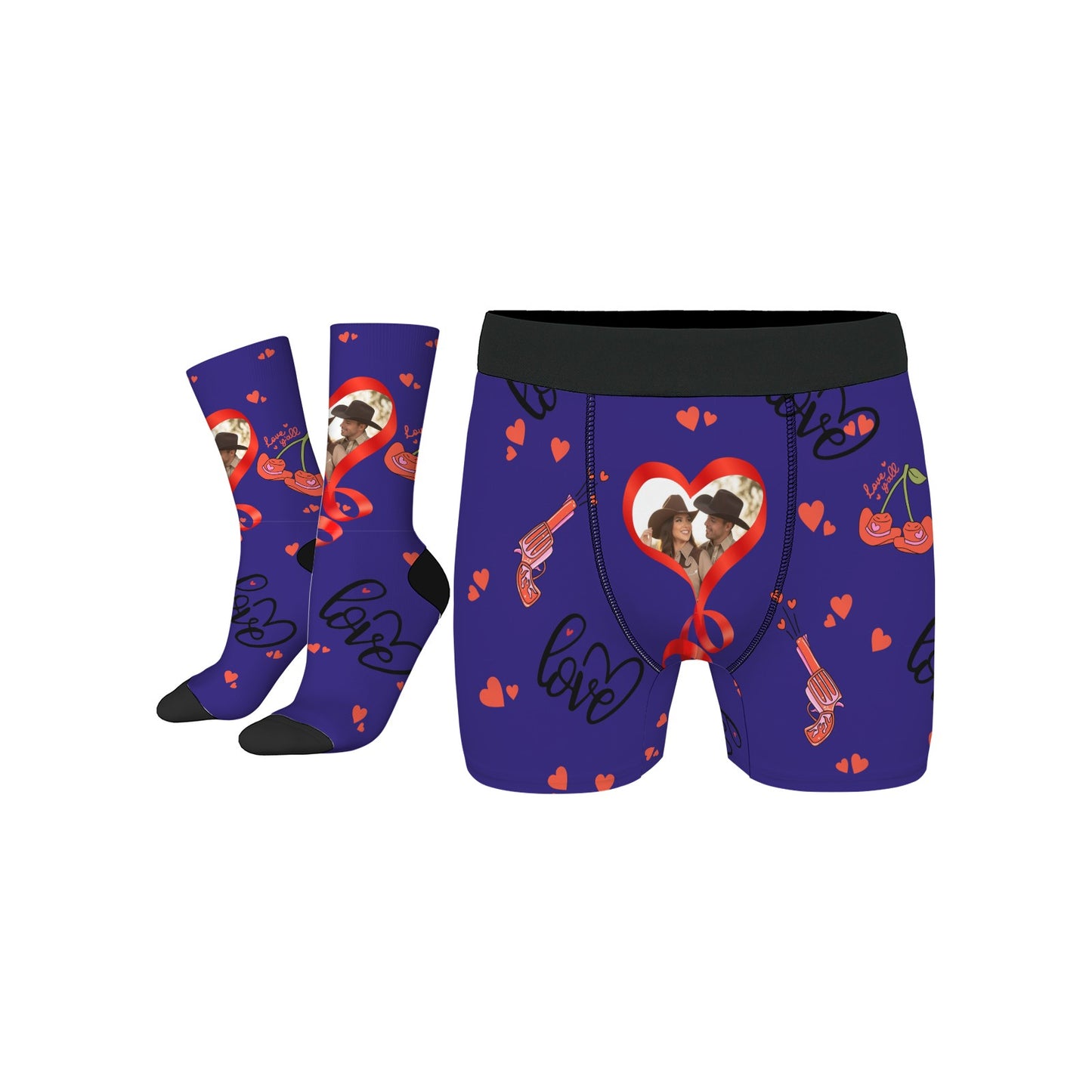 Customized Valentine's Day Cowboy Couple Love Underwear Sets