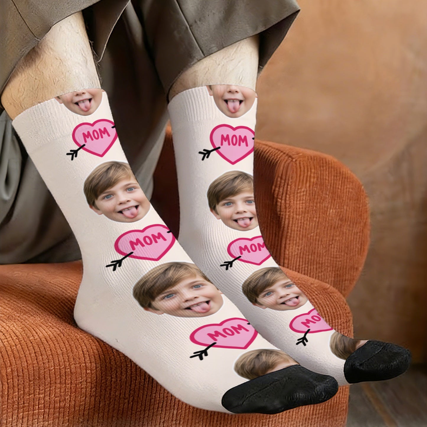 Custom Heart Mom Sock