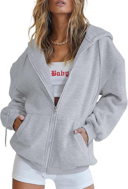 Women's 2025 Zip Up Y2K Hoodies Casual Long Sleeve Sweatshirts Fall Track Jackets with Pockets