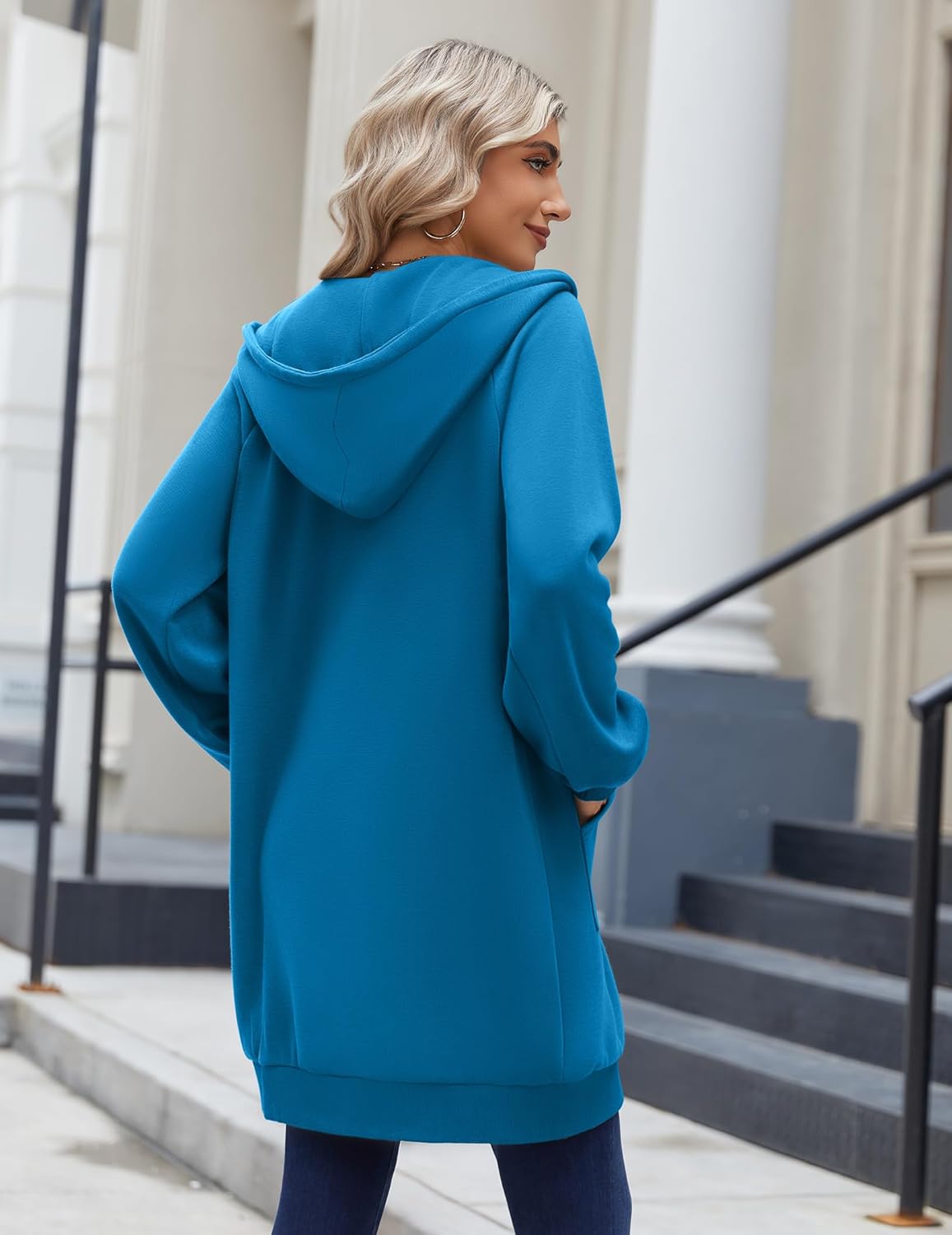 Women's Zip Up Hoodies Long Sleeve Long Tunic Sweatshirts Oversized Casual 2025 Fall Jacket Coat with Pocket