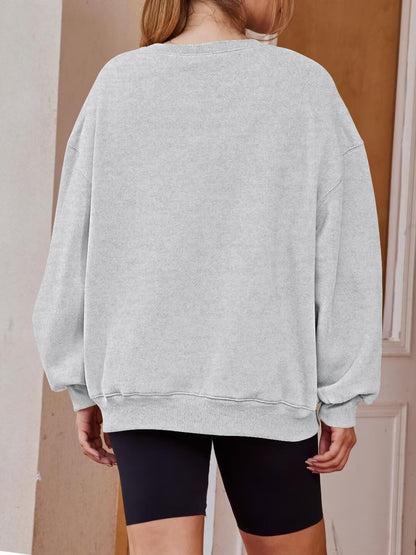 Oversized USA Flag Graphic Crewneck Sweatshirt for Women 4th of July