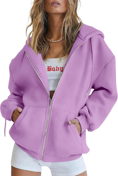 Women's 2025 Zip Up Y2K Hoodies Casual Long Sleeve Sweatshirts Fall Track Jackets with Pockets