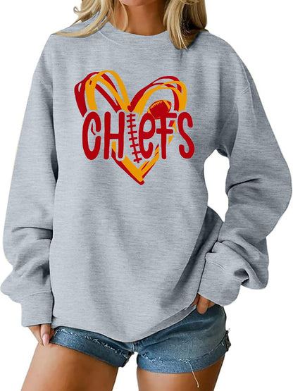 Football Game Day Graphic Crewneck Sweatshirt for Women Fans Top