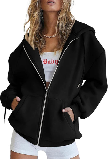 Women's 2025 Zip Up Y2K Hoodies Casual Long Sleeve Sweatshirts Fall Track Jackets with Pockets
