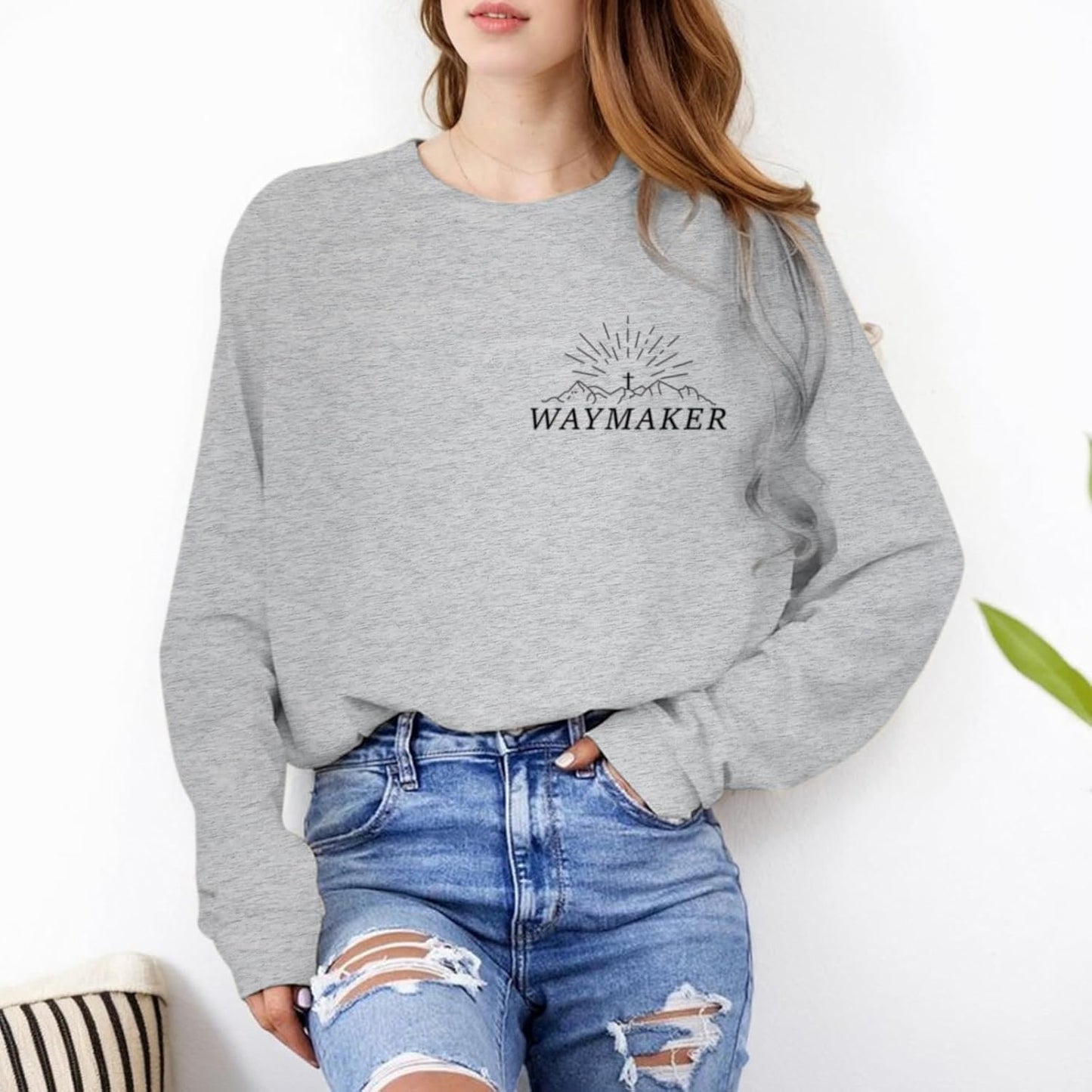 Christian Faith Inspirational Graphic Crewneck Sweatshirt for Women