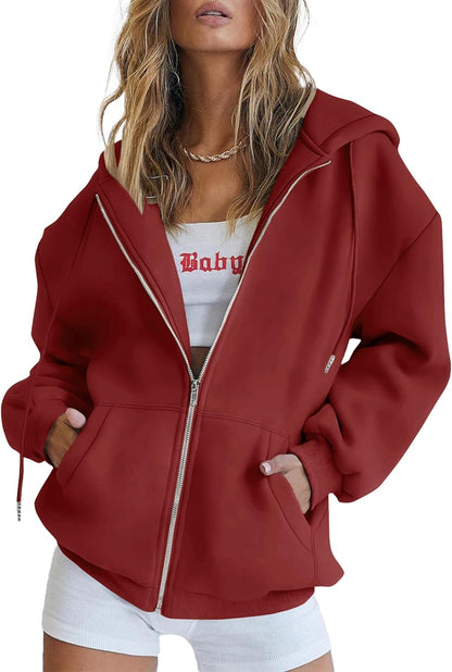 Women's 2025 Zip Up Y2K Hoodies Casual Long Sleeve Sweatshirts Fall Track Jackets with Pockets