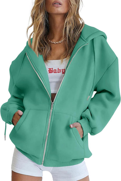 Women's 2025 Zip Up Y2K Hoodies Casual Long Sleeve Sweatshirts Fall Track Jackets with Pockets