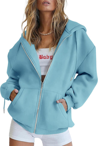 Women's 2025 Zip Up Y2K Hoodies Casual Long Sleeve Sweatshirts Fall Track Jackets with Pockets