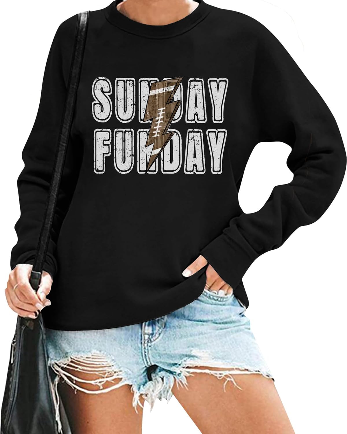 Game Day Sunday Funday Crewneck Sweatshirt for Women Football Top
