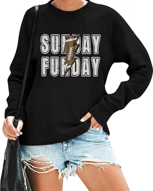 Game Day Sunday Funday Crewneck Sweatshirt for Women Football Top