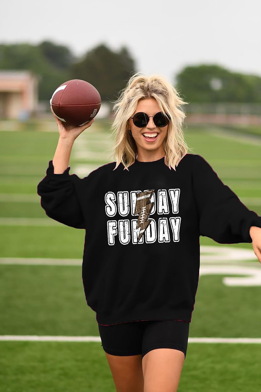 Game Day Sunday Funday Crewneck Sweatshirt for Women Football Top