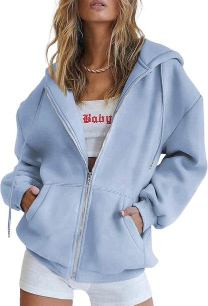 Women's 2025 Zip Up Y2K Hoodies Casual Long Sleeve Sweatshirts Fall Track Jackets with Pockets