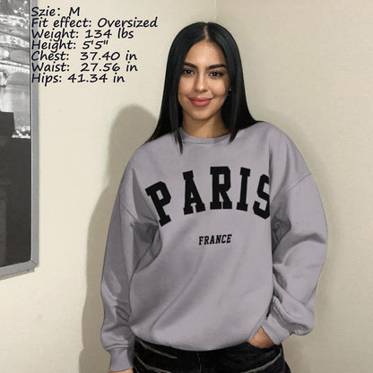 Paris College Oversized Crewneck Sweatshirt for Women Casual Top