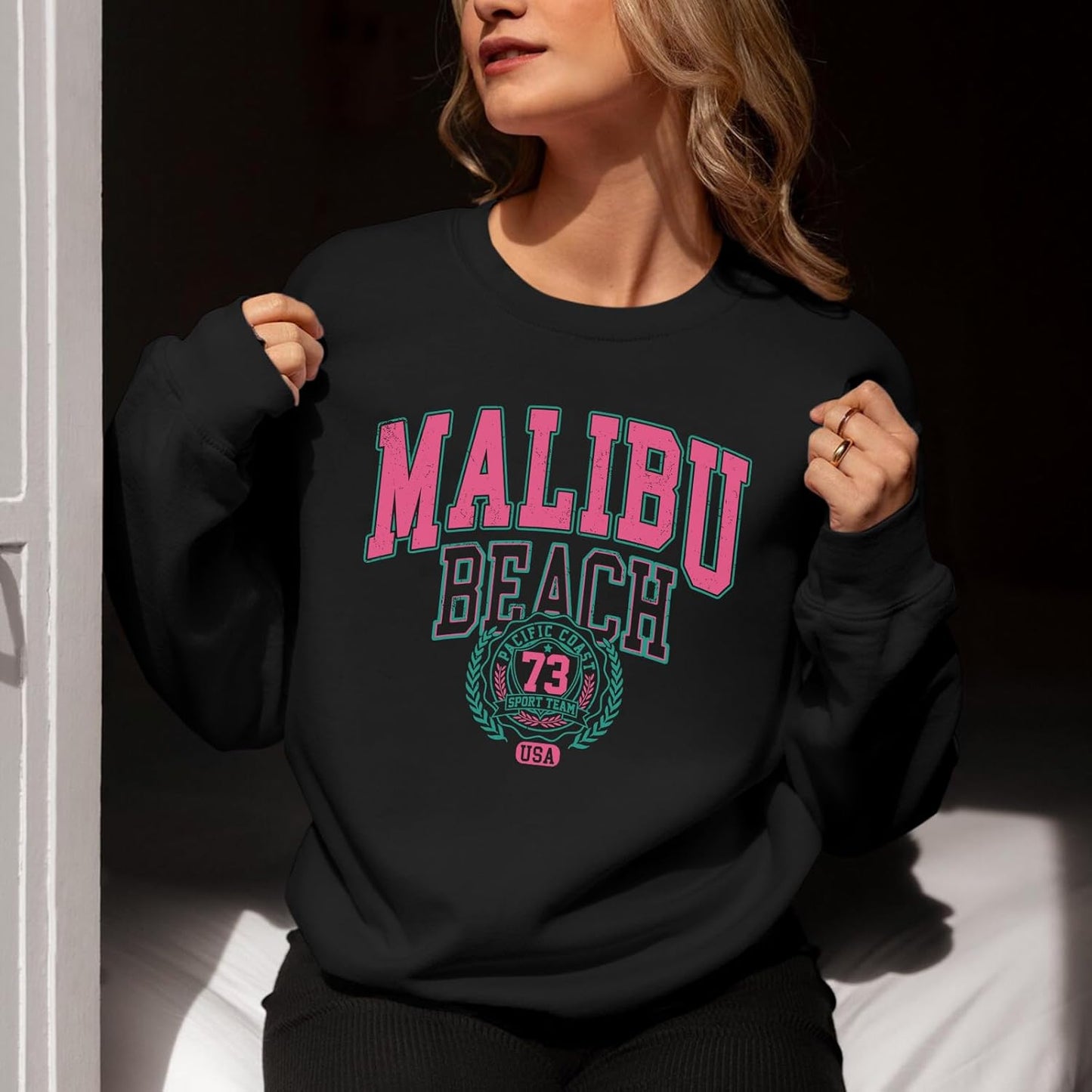 Cute Preppy Letter Graphic Crewneck Sweatshirt for Teen Girls