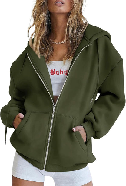 Women's 2025 Zip Up Y2K Hoodies Casual Long Sleeve Sweatshirts Fall Track Jackets with Pockets